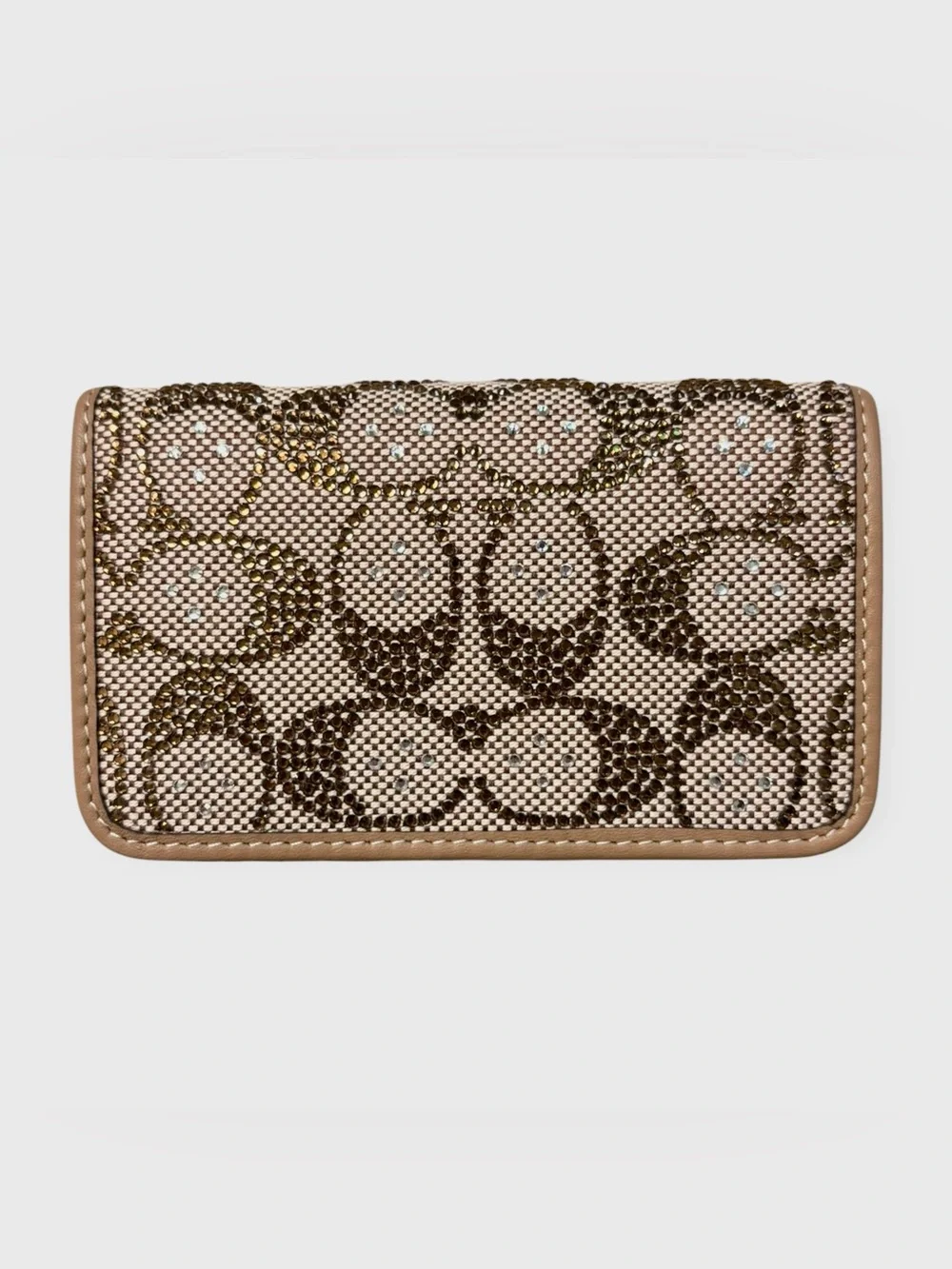 Coach Essential Slim Card Case NWT Crystal Jacquard Wallet Mushroom